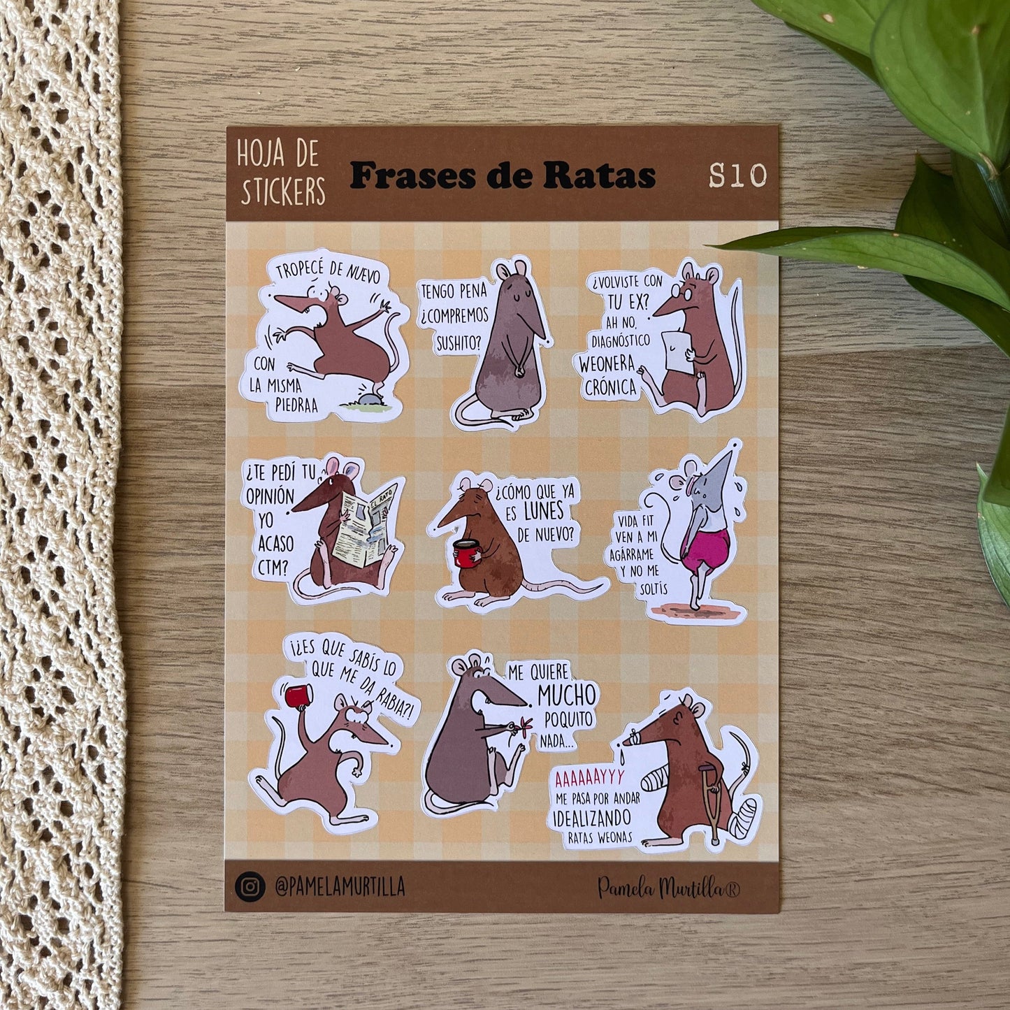 S10 Hoja de Stickers Frases de Ratas