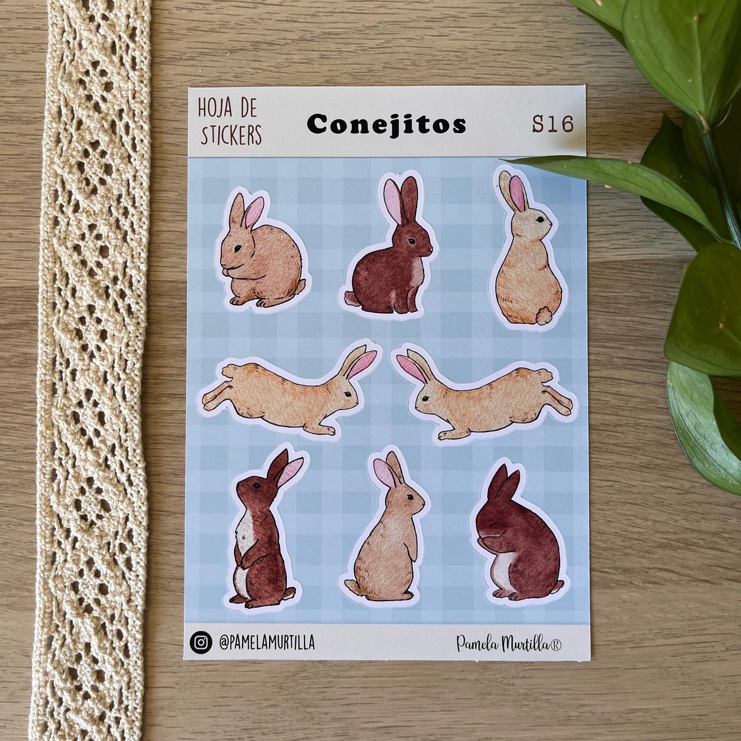 S16 Hoja de Stickers Conejitos