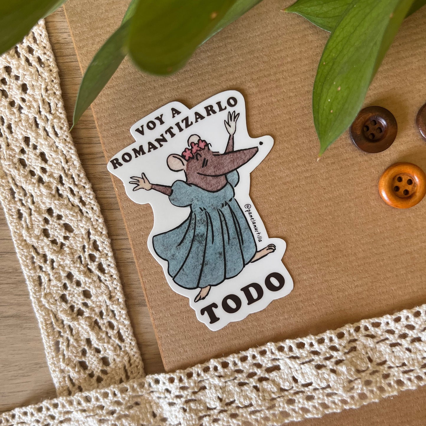 Sticker Waterproof Rata Romántica