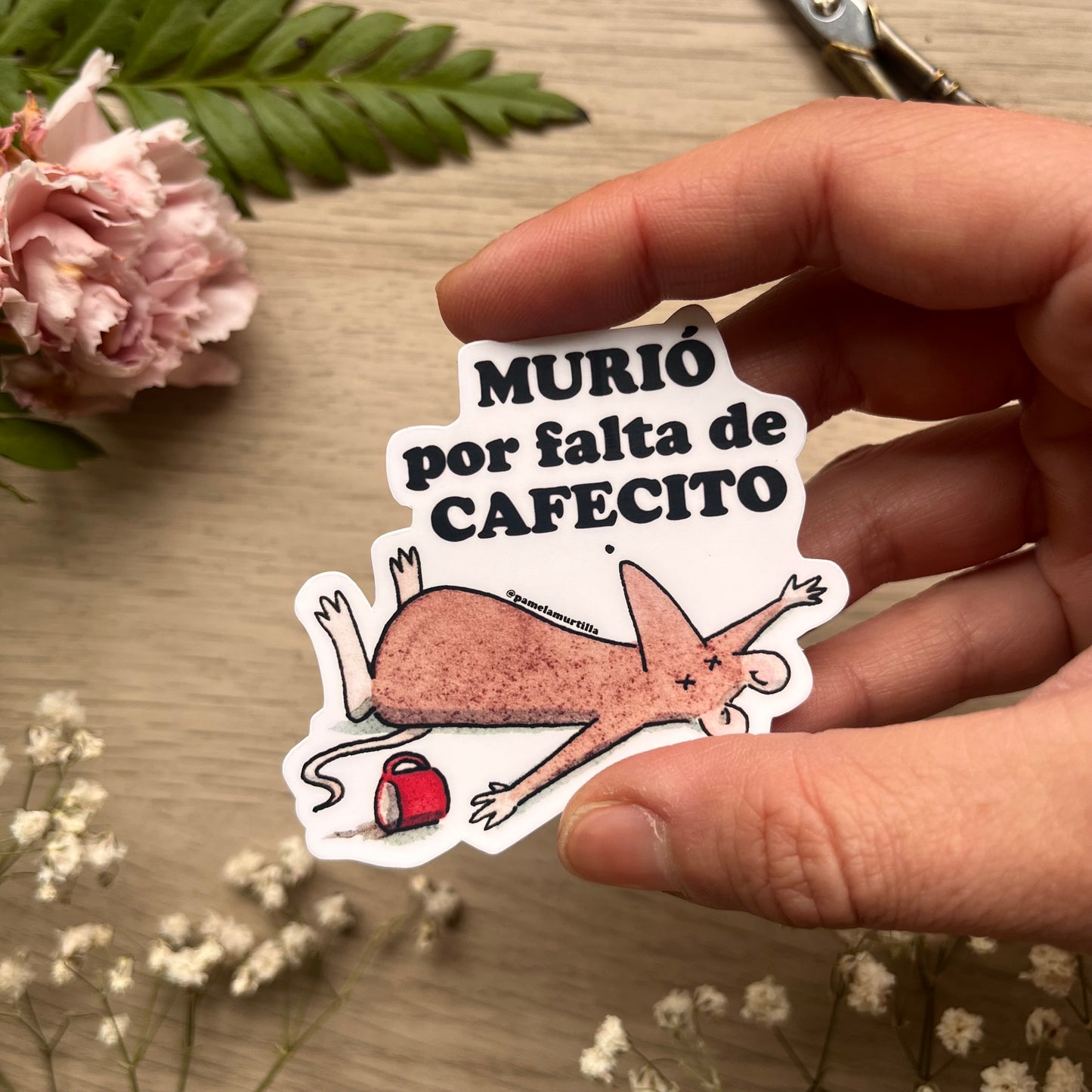 Sticker Waterproof Murió sin café