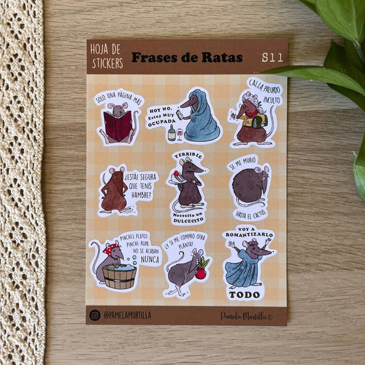 S11 Hoja de Stickers Frases de Ratas