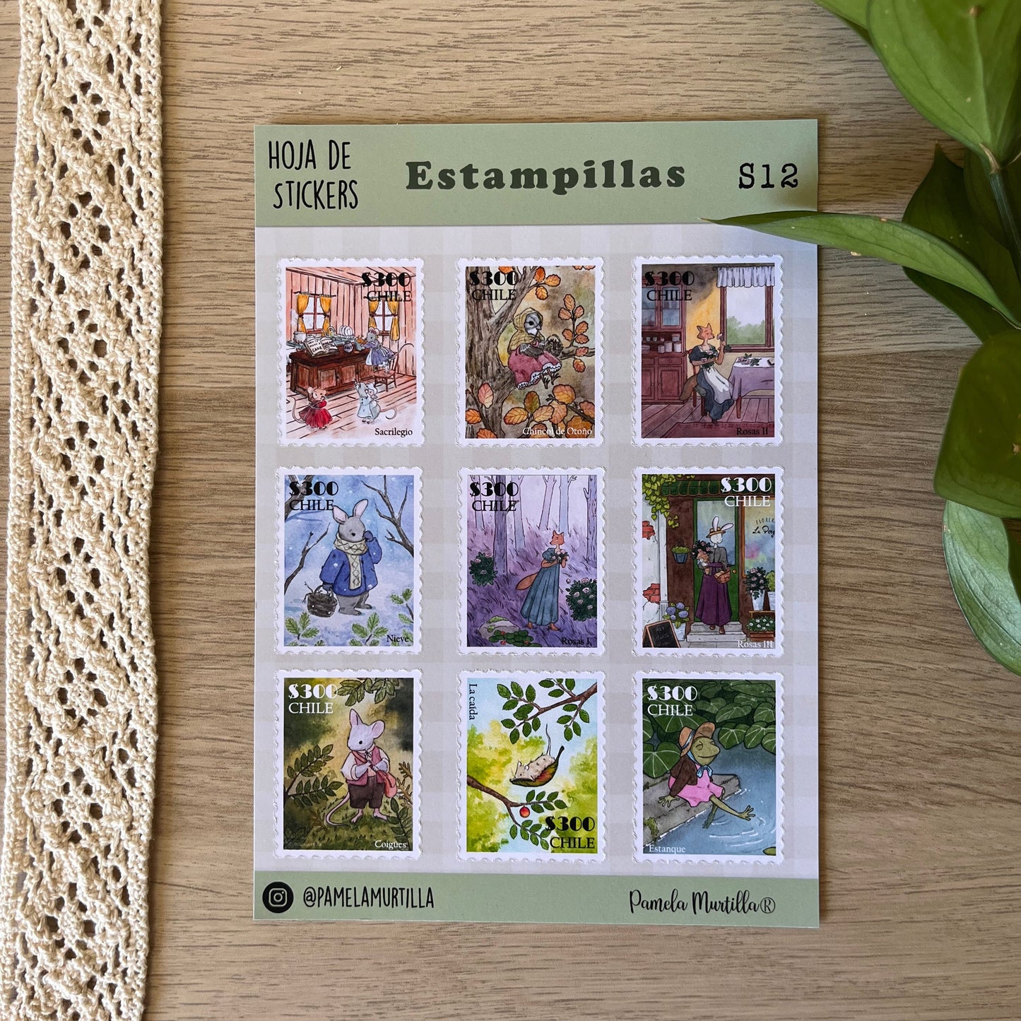 S12 Hoja de Stickers Estampillas