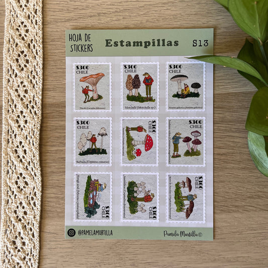S13 Hoja de Stickers Estampillas